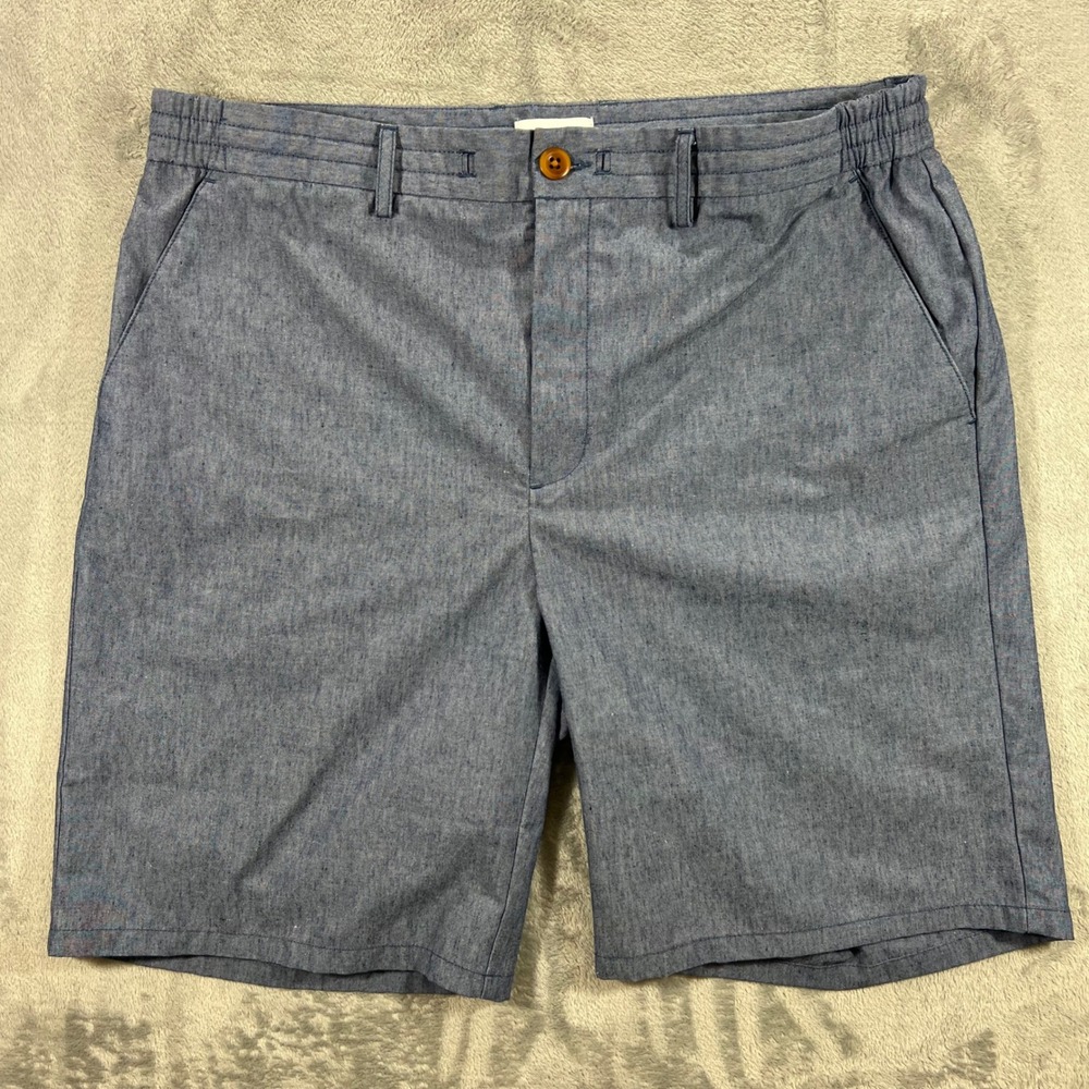 WILLS Shorts Mens 36 Blue Excellent Linen Blend Elastic Waist Casual Summer